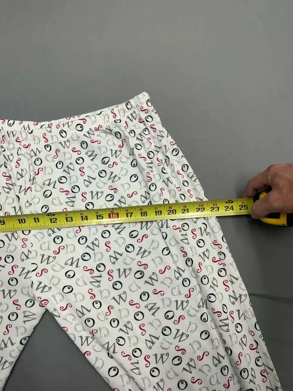 Comfort Zone XL White Waffle Knit Sleep Pajama Lounge Pants with Letter Pattern